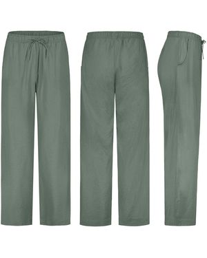 Sublevel Chinos Luftige Sommerhose Freizeit Weit geschnitten Stoffhose Musselin - Grün