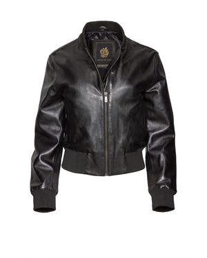 Apple Of Eden Lederjacke (1-St) mit elastischem Bund & Eingrifftaschen - Schwarz