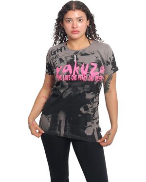 Yakuza Rundhalsshirt Destiny mit verlängertem Rückenteil - Schwarz