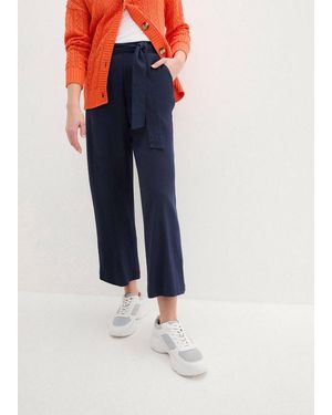bonprix Culotte Aus Leinen-Mix, Mit Bindeband, Loose Fit, Knöchelfrei - Blau