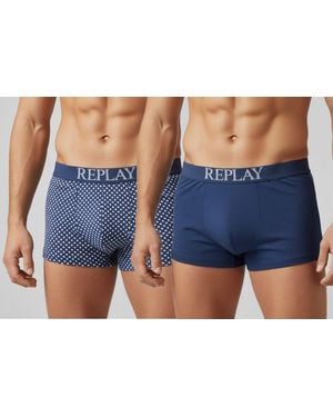 Replay Boxershorts 2er Pack, Trunks - Blau