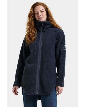 Didriksons Fleecejacke Damen Pile Teddy Umi Mit Taschen - Blau