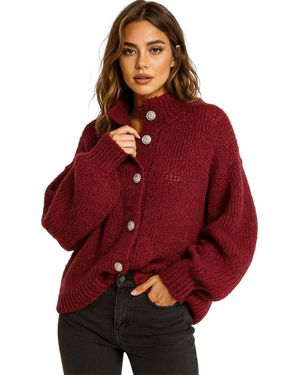 Worldclassca Cardigan Cardigan Oversize Strickjacke mit Knöpfen Fashion Neue Kollektion - Rot