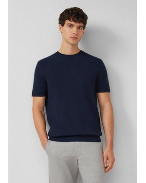 S.oliver Kurzarmpullover Strickpullover Gestricktes T-Shirt Aus Baumwoll-Leinen-Mix - Blau