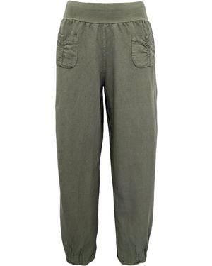 Aurela Damenmode Aurela mode Leinenhose Sommerliche Leinen Pumphose luftig leichte Schlupfhose - Grün