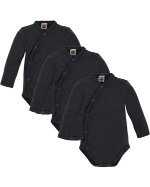 Makoma Langarmwickelbody Baby Body Wickelbody für - Schwarz
