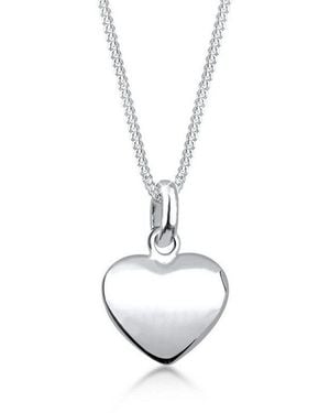 Elli Jewelry Kette Mit Anhänger Herz Filigran Klassisch Schmuck Geschenk 925 Silber, Herz - Weiß