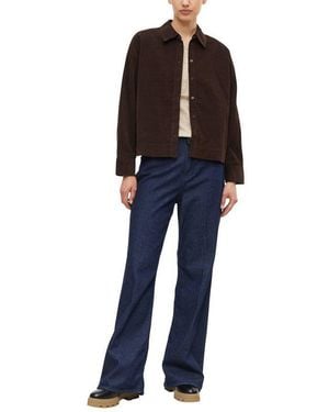 S.oliver Langarmbluse Cordbluse Mit Hemdkragen Und Knofpleiste - Blau