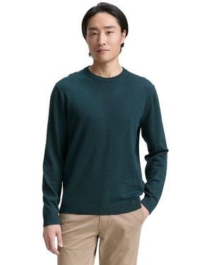 Tom Tailor Strickpullover Basic Crewneck Knit Aus Baumwolle - Blau