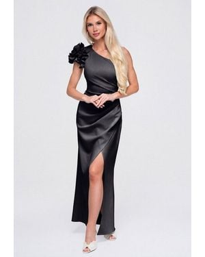 Ombre Abendkleid Abendkleid Mit Asymmetrischem Schnitt Und Rüschen L (Kein Set, 1-Tlg) - Blau