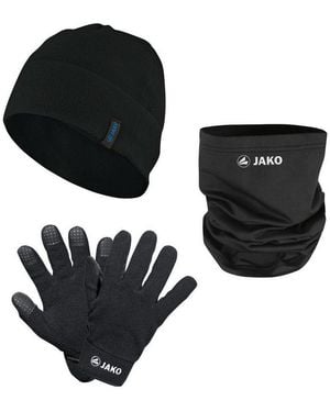 JAKÒ Strickmütze Mütze + Schal + Handschuhe Winterset - Schwarz