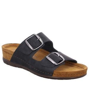 Rohde Rodigo-40 Pantolette Hausschuh, Sandale, Komfortschuh Mit Keilabsatz - Schwarz