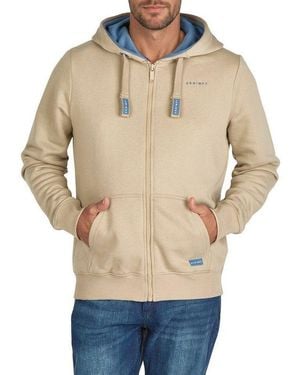 DENIMFY Kapuzensweatjacke Herren Sweatjacke Dfleo Regular Fit Hoodie Mit Kängurutasche - Natur