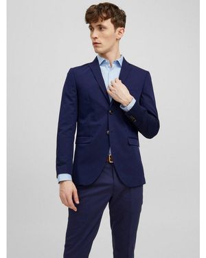 Jack & Jones Sakko Jprfranco Blazer Mit 2-Knopf-Form Und Extra Schmalem Schnitt Unifarben, Modisch, Slim Fit, Kunstfaser - Blau