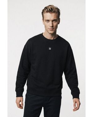 HUGO Sweatshirt Dettil Metal Logo Relaxed Fit, Premium Serie, Soft Finish Innen - Blau