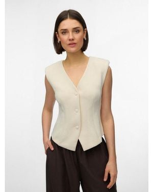 Vero Moda Jerseyweste Vmscarlet Sl Fitted Top Jrs Exp Materialmix Mit Stretch, Regular Fit - Weiß