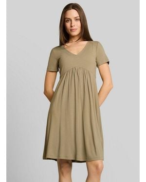 Tom Tailor Sommerkleid Kleider & Jumpsuits Jerseykleid Mit V-Ausschnitt - Natur