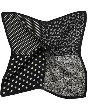 MayTree Seidentuch quadratisch, Punkte + Paisley Mix 53x53cm, Nickituch, Bandana-Schal, (Stück) - Schwarz