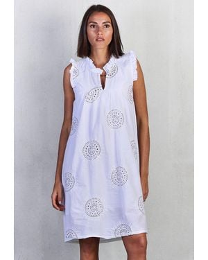 Andijamo-Fashion Blusenkleid SUNDROP Ärmelloses Sommerkleid in luftiger A-Linie - Weiß