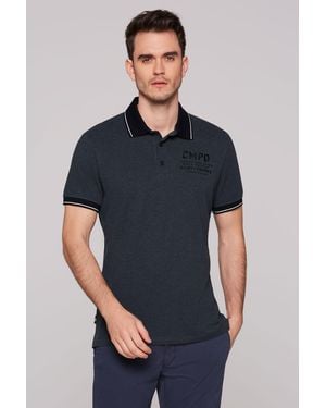 CMPD Poloshirt mit Seitenschlitze und längerer Rückenpartie - Blau