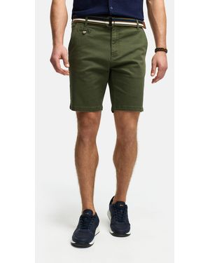 INDICODE Chinoshorts INThews aus Twill mit passendem Gürtel - Grün