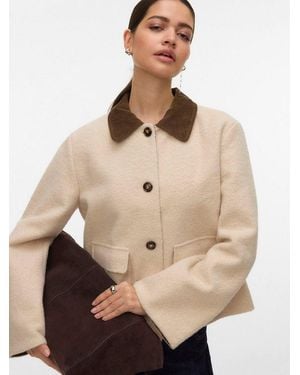 Vero Moda Kurzjacke Vmflorence Short Jacket Boo Mit Knopfleiste - Natur
