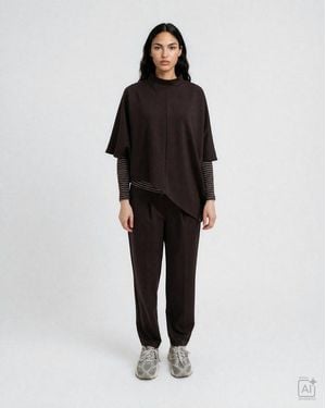 Smith & Soul Kurzarmpullover Mit Asymmetrischem Saum, Oversize - Schwarz