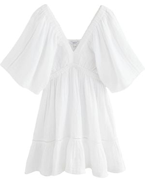 Next Strukturiertes Minikleid mit V-Ausschnitt (1-tlg) - Weiß
