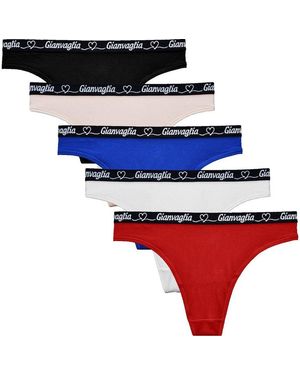 TEXEMP Tanga 5 Bis 20 Damen Tanga String Baumwolle Unterwäsche Slips Höschen Set (5-St) Atmungsaktiv & Langlebig - Schwarz