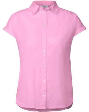 Cecil Langarmbluse Hemdbluse in Unifarbe - Pink