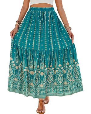 RWEUOQ Sommerrock Strandkleid Maxirock Sommerrock Hosenrock - Blau