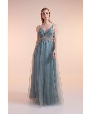 Unique Partykleid BLOOMING FLORA DRESS - Blau