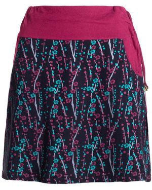 Vishes Minirock Baumwolle Blumen-Muster extra breiter Bund - Blau