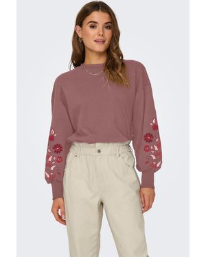 ONLY Sweatshirt ONLBROOKE L/S O-NECK FLOWER SWT - Rot