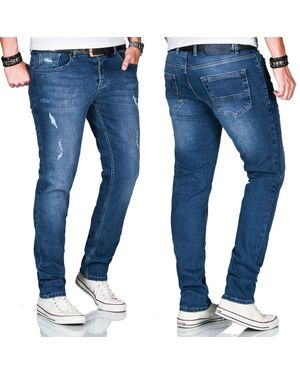 Alessandro Salvarini Straight-Jeans ASCatania used look Effekt und mit 2% Elasthan - Blau