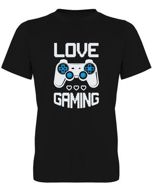 G-graphics Love Gaming T-Shirt, Frontprint, mit Spruch / Statement - Schwarz