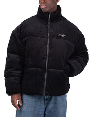 Sean John Cordjacke Script Logo Corduroy Puffer - Schwarz