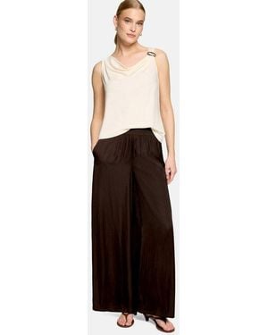Zero T-Shirt Damen Mit Wasserfallausschnitt (1-Tlg) Material - Natur