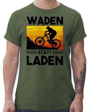 Shirtracer T-Shirt Waden statt Laden Vintage Fahrrad Bekleidung Radsport - Grün
