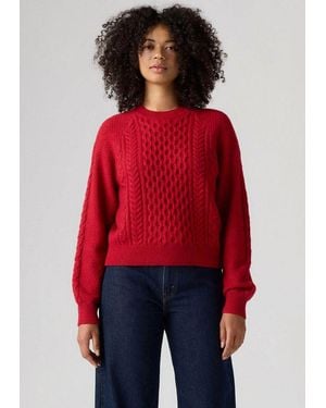 Levi's Rundhalspullover Jolie Cable Crewneck Sweater Mit Zopfmuster, Weicher Materialmix - Rot
