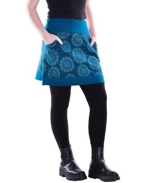Vishes Minirock Mini-Rock Baumwolle Mandala-Muster elastischer Bund - Blau