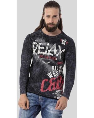 Cipo & Baxx T-Shirt Sweatshirts mit lässigem Print - Blau