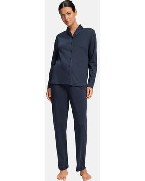 Hanro Pyjama Cotton Silk (Set, 2 Tlg) Pyjama - Blau