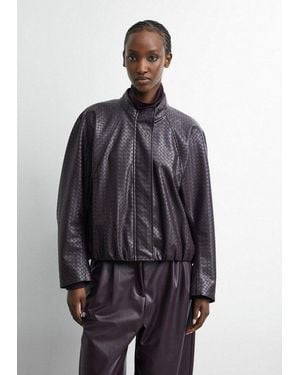Comma, Funktionsjacke Indoor-Jacke Fake Leather Jacke Mit Ballonsaum - Lila