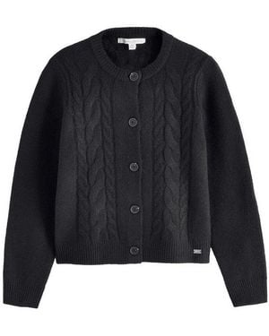 Laura Ashley Strickjacke Strickjacke Mit Zopfmuster (1-Tlg) - Schwarz