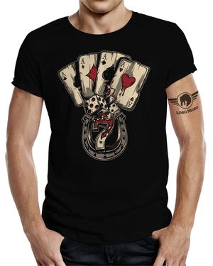 LOBO NEGRO® T-Shirt für den Poker Dices Zocker - Schwarz