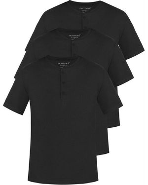 normani Kurzarmshirt 3Er Set Herren T-Shirt Mit Knopfleiste Basic Henley T-Shirt Für Männer Gots-Zertifiziert - Schwarz