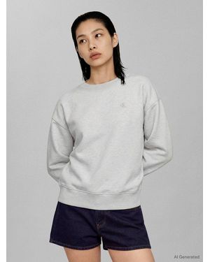Calvin Klein Sweatshirt Relaxed Fit Mit Rundhalsausschnitt - Grau
