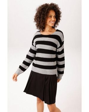Aniston CASUAL Strickpullover Im Streifen-Dessin - Schwarz