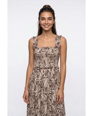 ONLY Druckkleid Onllumira S/L Long Smock Dress Wvn Ex Viskosemischung, Regular Fit - Natur